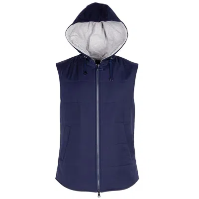 Made In Italy Blue Wool Men Vest