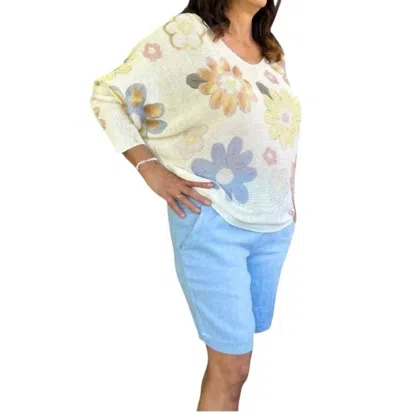 Made In Italy Breezy Linen Shorts In Sky Blue In Multi