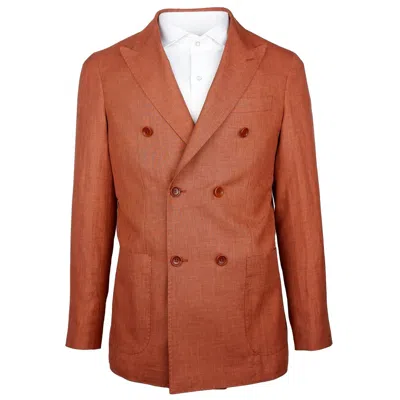Made In Italy Brown Linen Blazer