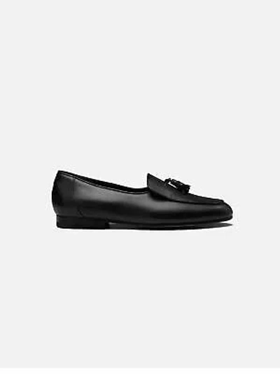 Pre-owned Made In Italy Cb  Leather Slip-on Nerano In Black