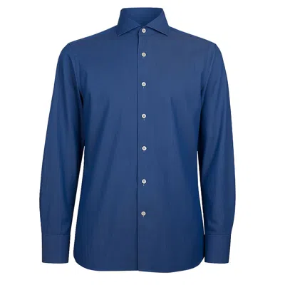 Made In Italy Cotton Men's Shirt In Blue