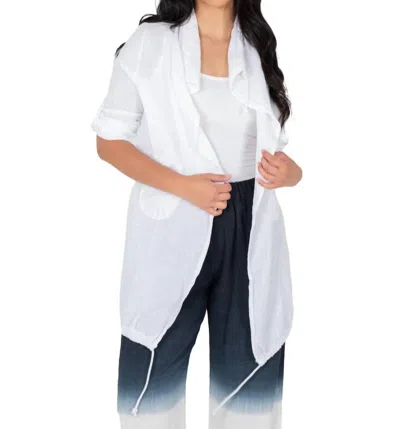 Made In Italy Easy Long Fit Woven Cardigan In White