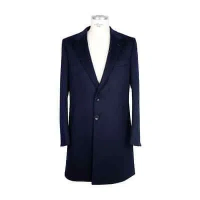 Pre-owned Made In Italy Elegant Blue Virgin Wool Coat