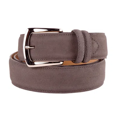 Made In Italy Elegant Grey Suede Calfskin Men's Belt In Gray