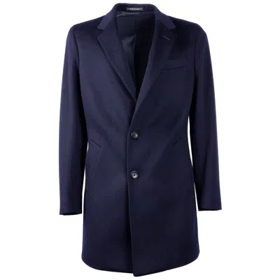 Made In Italy Elegant Virgin Wool Men's Men's Coat In Blue