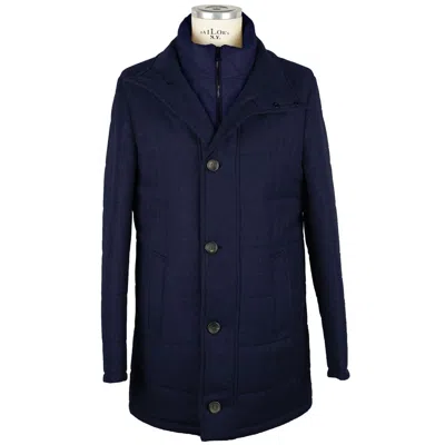 Made In Italy Elegant Wool-cashmere Coat Men's Jacket In Blue