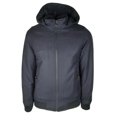 Made In Italy Elegant Wool-cashmere Men's Jacket With Men's Hood In Blue