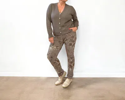 Made In Italy Floral Ember Italian Magic Pants In Taupe In Brown