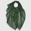 Made In Italy Fringed Cotton Scarf In Leaf Green In Green