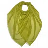 Made In Italy Fringed Cotton Scarf In Pistachio Green In Green
