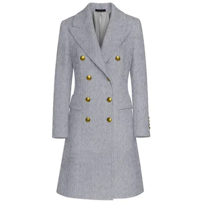 Made In Italy Gray Wool Jackets & Coat In Blue