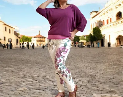 Made In Italy Haze Italian Magic Pants In Wild Orchid & Cream In Multi