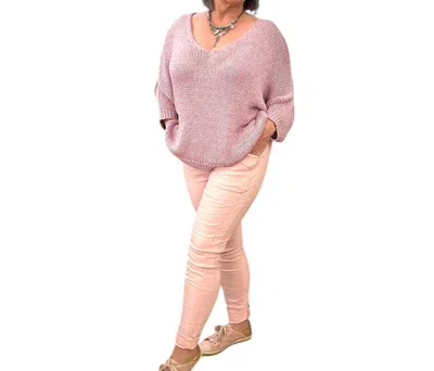 Made In Italy Italian Magic Pants With A Subtle Chic Glam Side Panel In Soft Pink