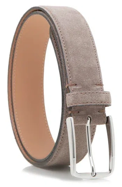 Made In Italy Italian Suede Leather Belt In Brown