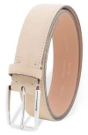 Made In Italy Italian Suede Leather Belt In Neutral