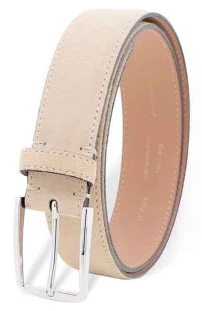 Made In Italy Italian Suede Leather Belt In Neutral