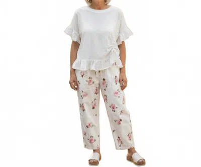Made In Italy La Vie En Rose Wide Leg Italian Magic Pants In Beige In Nude