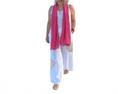 Made In Italy Linen Scarf In Fuchsia In Pink