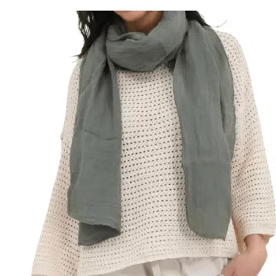 Made In Italy Linen Scarf In Olive In Green