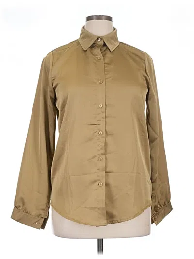 Pre-owned Made In Italy Long Sleeve Blouse In Tan