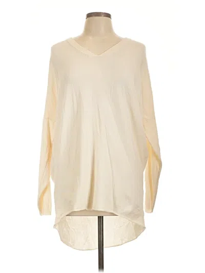 Pre-owned Made In Italy Long Sleeve Top Ivory V-neck Tops