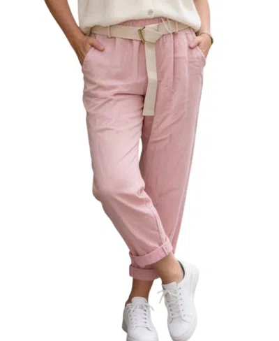 Made In Italy Magic Pants With Side Panel In Soft Pink
