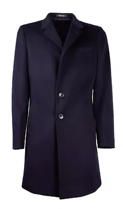 Pre-owned Made In Italy Navy Blue Wool Overcoat