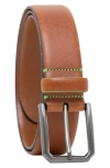 Made In Italy Saffiano Leather Belt In Cognac