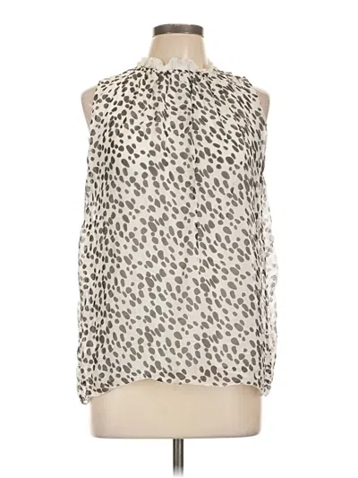 Pre-owned Made In Italy Sleeveless Silk Top Silver Animal Print Pattern Strapless Neckline Tops