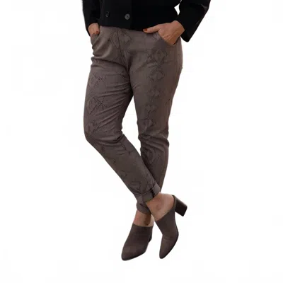 Made In Italy Snake Print Italian Magic Pants In Dark Taupe In Beige