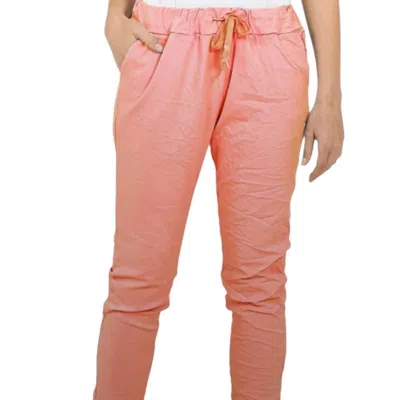 Made In Italy Solid Color Italian Magic Pants In Coral Breeze In Multi