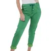 Made In Italy Solid Color Italian Magic Pants In Emerald In Gold