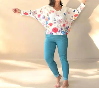 Made In Italy Solid Color Italian Magic Pants In Teal In Blue