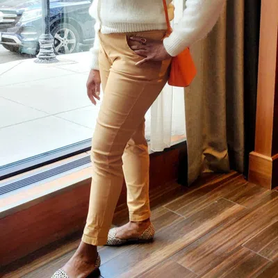 Made In Italy Solid Color Italian Magic Pants In Warm Honey In Brown