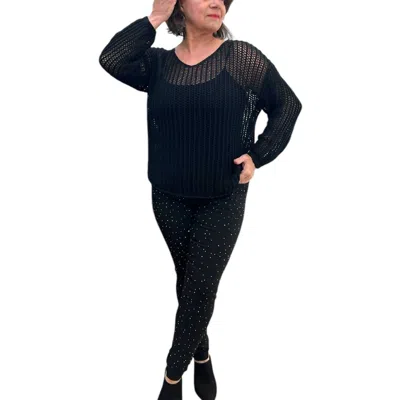 Made In Italy Stardust Glam Italian Magic Pants In Black In Multi