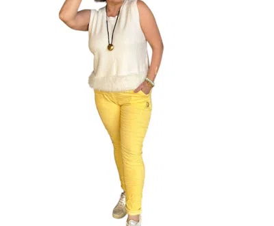 Made In Italy Sunshine Mineral Washed Italian Magic Pants In Yellow In Animal Print