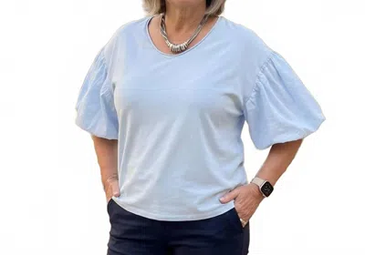 Made In Italy The Soft Statement Everyday Top In Sky Blue In White