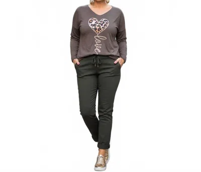 Made In Italy Ultra Soft Wild Love Fleece V-neck Top In Brown