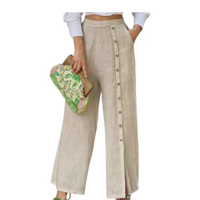 Made In Italy Venezia Wide Leg Linen Pants In Beige In Neutral