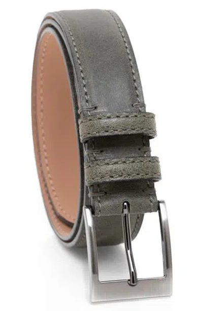 Made In Italy Waxed Leather Belt In Black