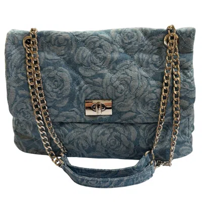 Made In Italy Women's Blossom Denim Shoulder Bag In Blue