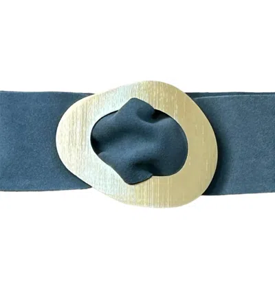 Made In Italy Women's Firenze Suede Belt In Denim Blue