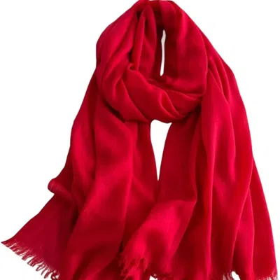 Made In Italy Women's Fringed Cotton Scarf In Scarlet Red