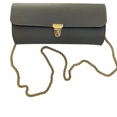 Made In Italy Women's Genuine Leather Baguette Bag In Grey In Gray