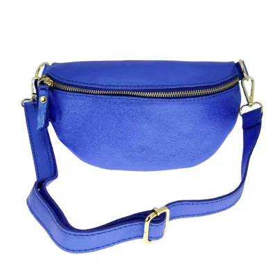 Made In Italy Women's Georgia Crossbody Bag In Metallic Blue