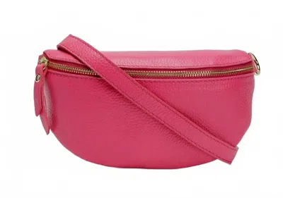 Made In Italy Women's Georgia Leather Suede Crossbody Bag In Fuchsia In Pink