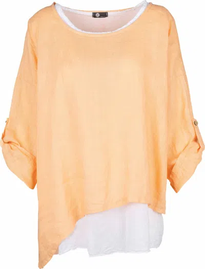 Made In Italy Women's Quarter Sleeve Top In Peach In Pink