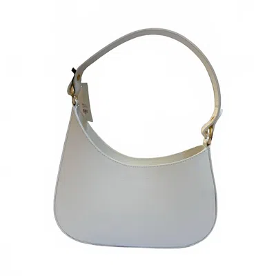 Made In Italy Women's Slim Italian Leather Bag In White In Gray