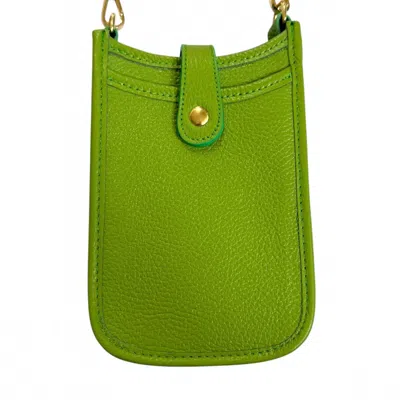 Made In Italy Women's Small Leather Crossbody Bag In Apple Green In Multi
