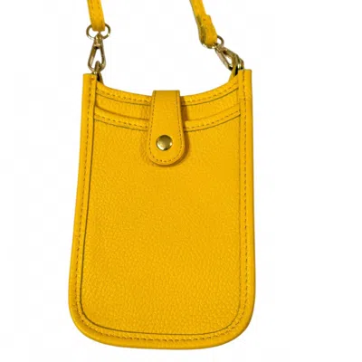 Made In Italy Women's Small Leather Crossbody Bag In Sunshine Yellow In Multi